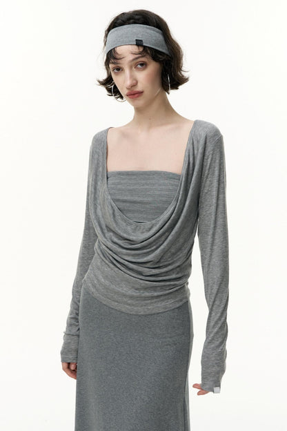 Fantasy Lyocell Collar Long-Sleeved T-Shirt