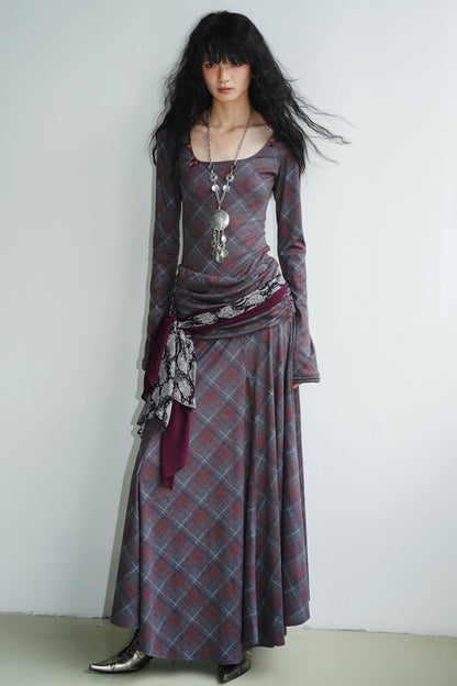 Vintage Check Slim Dress