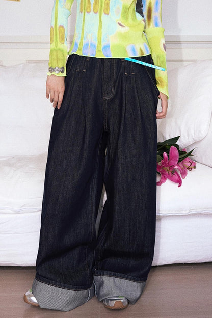 Lazy Breeze Wide-leg Denim Trousers