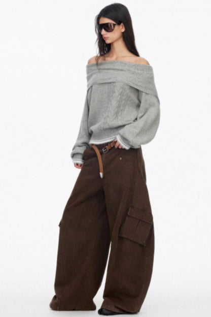 Distressed Wide-Leg Cargo Pants