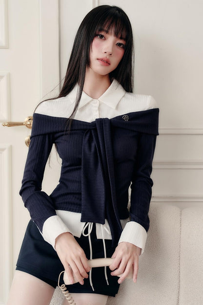 Knit Long Sleeve Slimming Top Set-Up