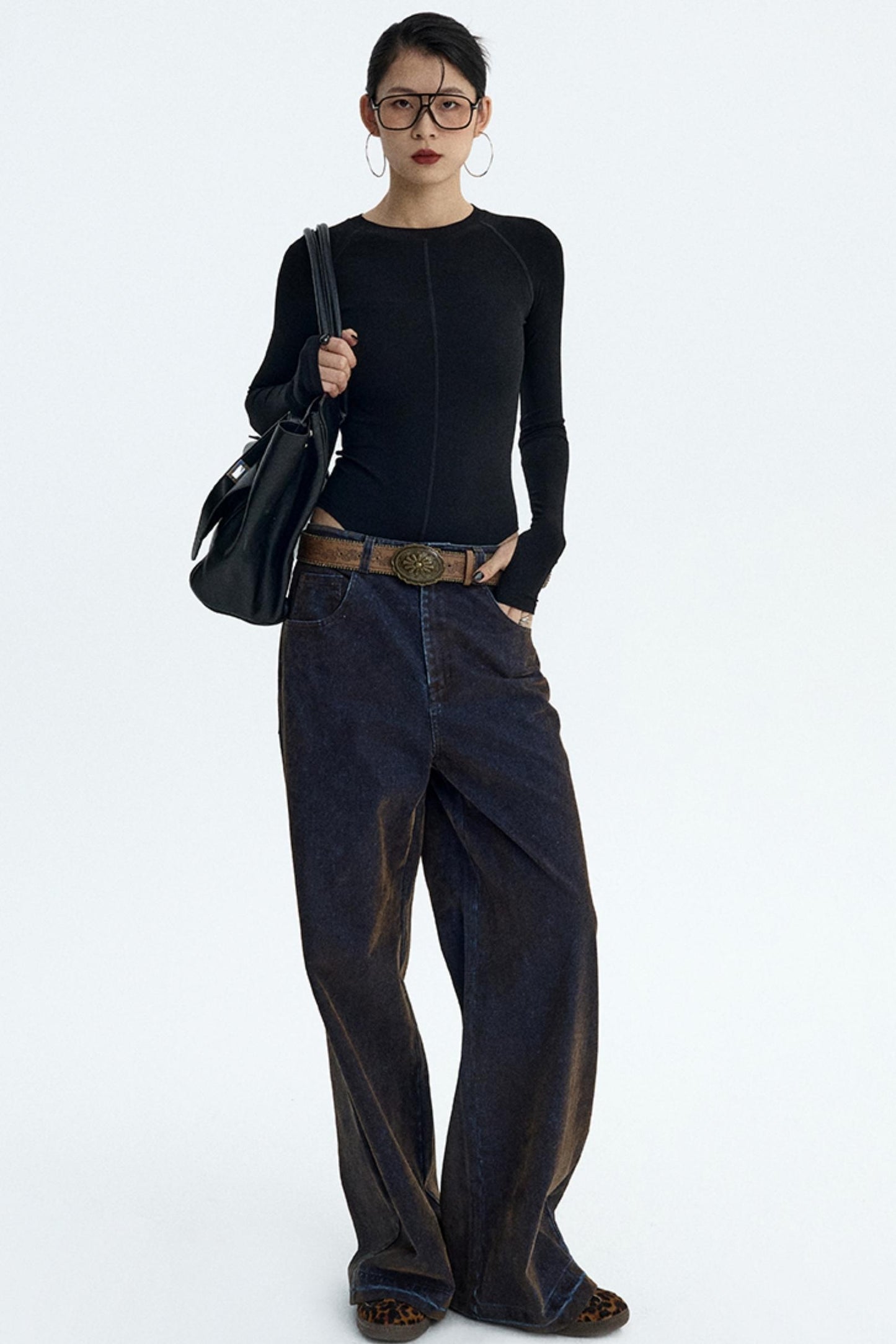 Gray and Black Knit Bodysuit