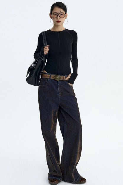 Gray and Black Knit Bodysuit