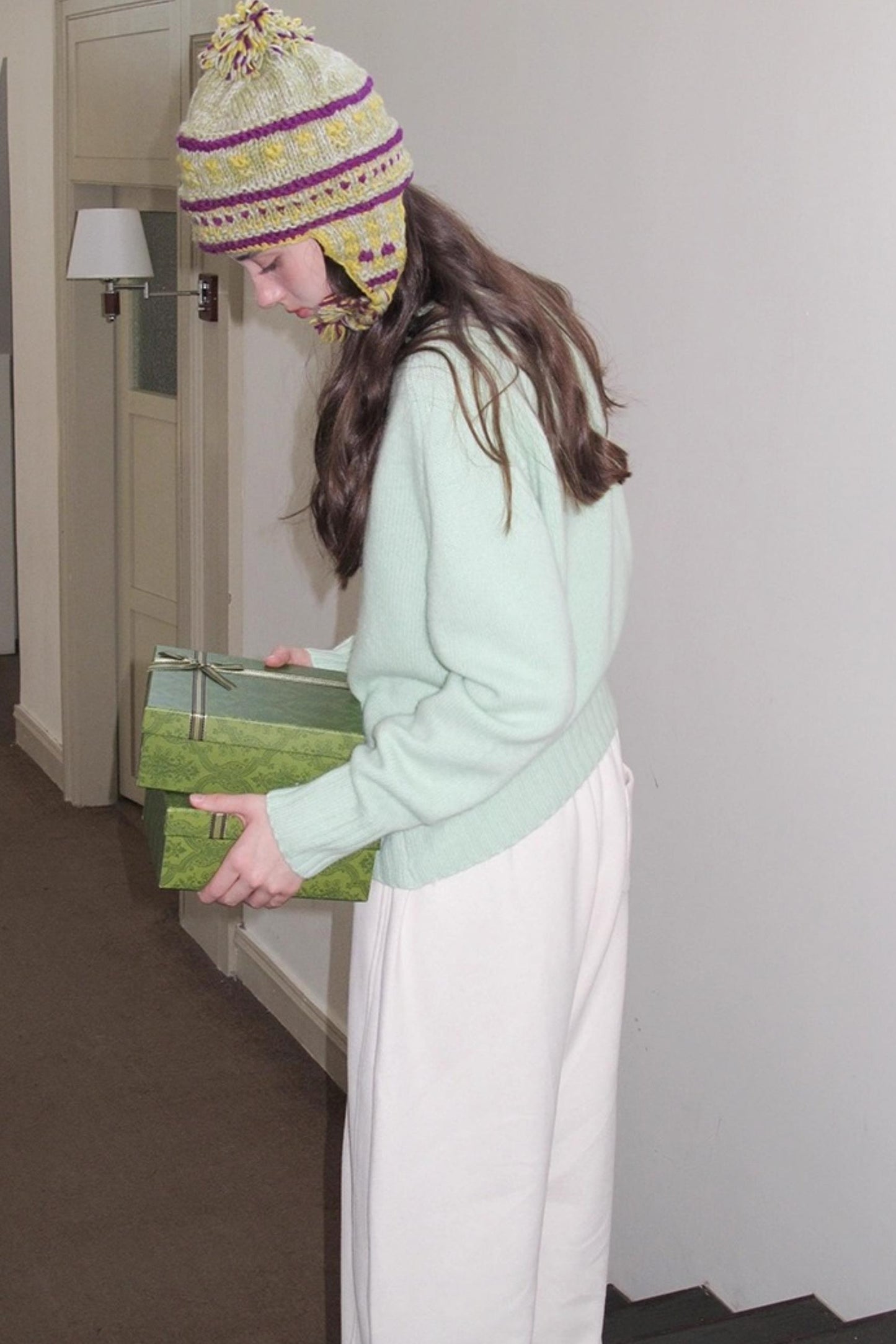 Fleece Mist Elastic Waist Knit Pants