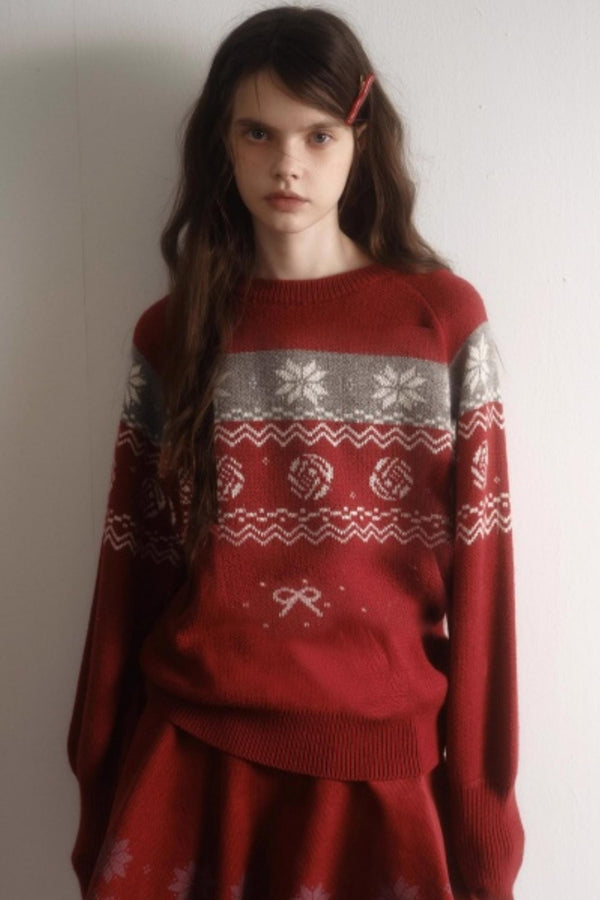 Velvet Cat Patch Wool Sweater Set-Up