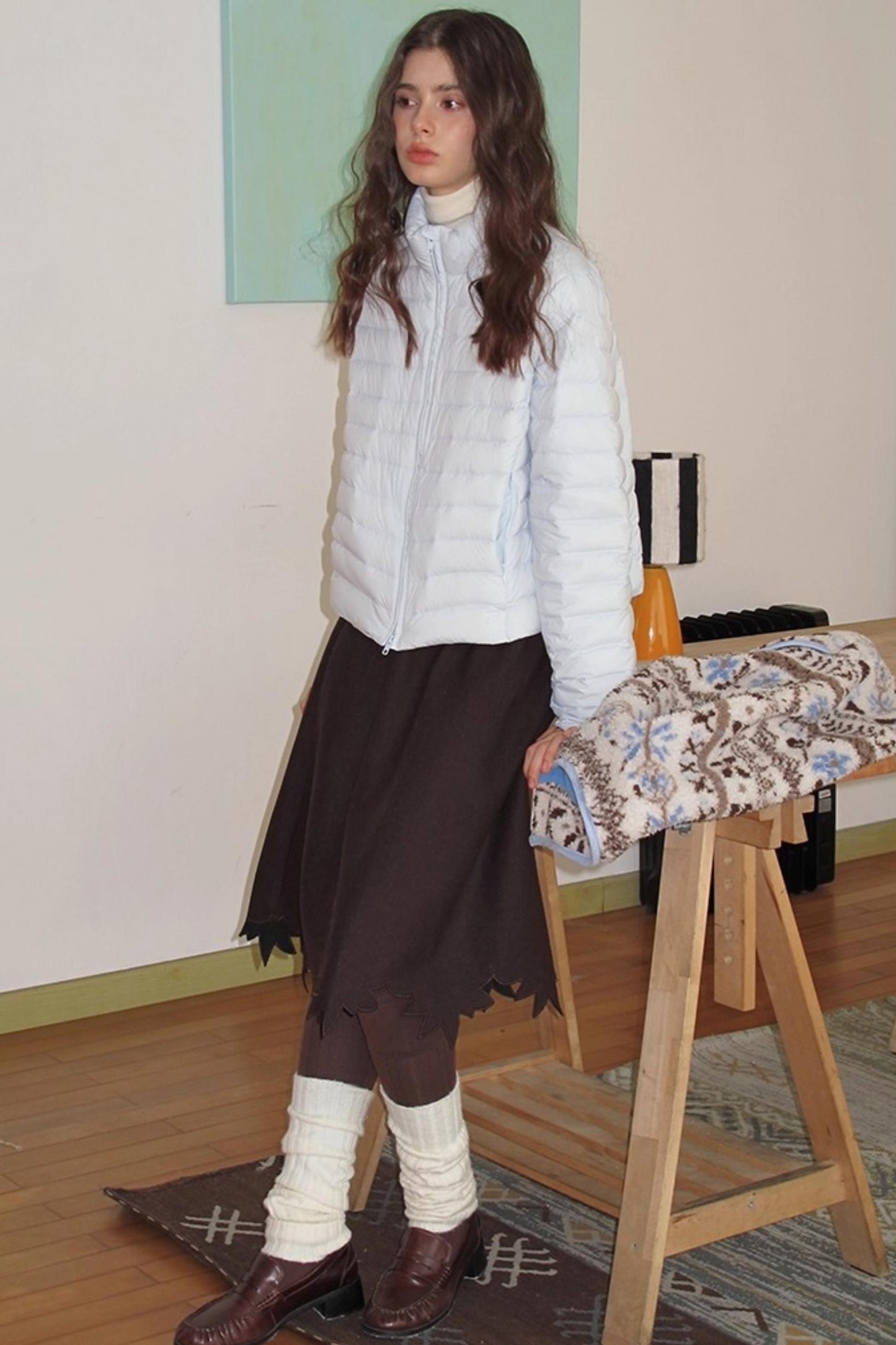 Wooden Tone Wool Skirt
