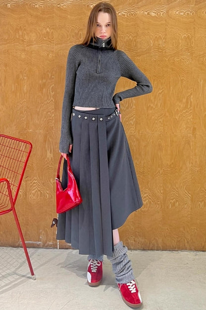 Stand-Up Collar Bottom Sweater