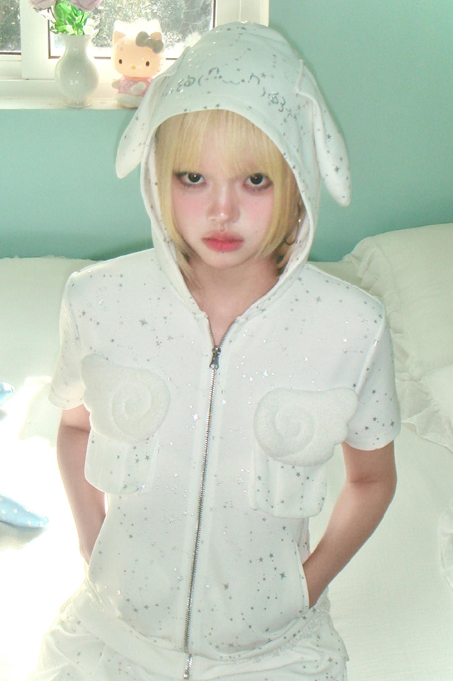 Silver Angel Wing Hoodie Top