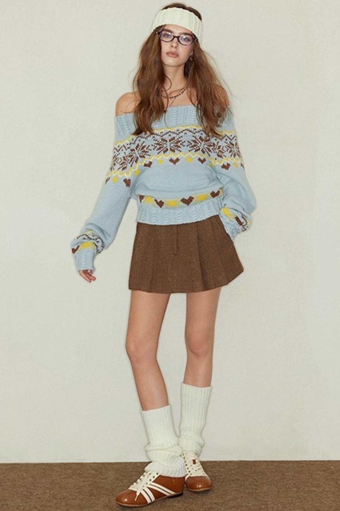 Fair Isle Sheep Wool Knitted Sweater