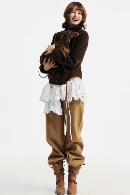 Gray Tapered Flared Pants