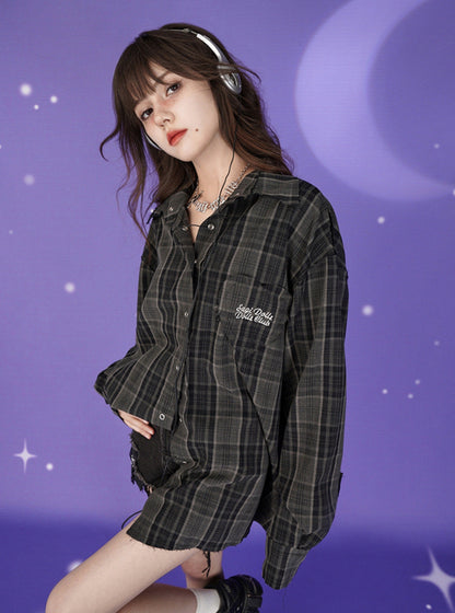 Plaid Loose Long-sleeved Shirt