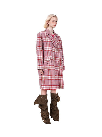 Plaid genderless woolen jacket