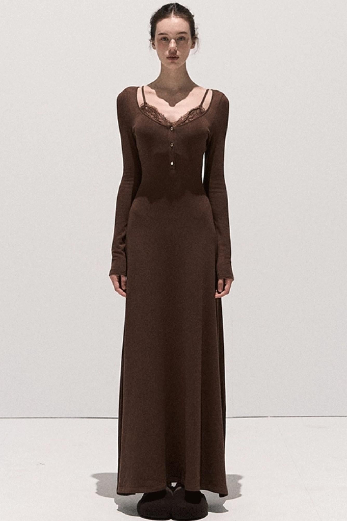 Basic Lace Knit Waist Dress