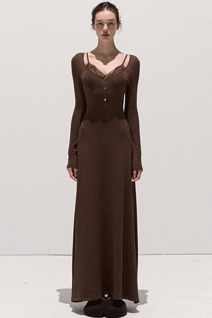 Basic Lace Knit Waist Dress