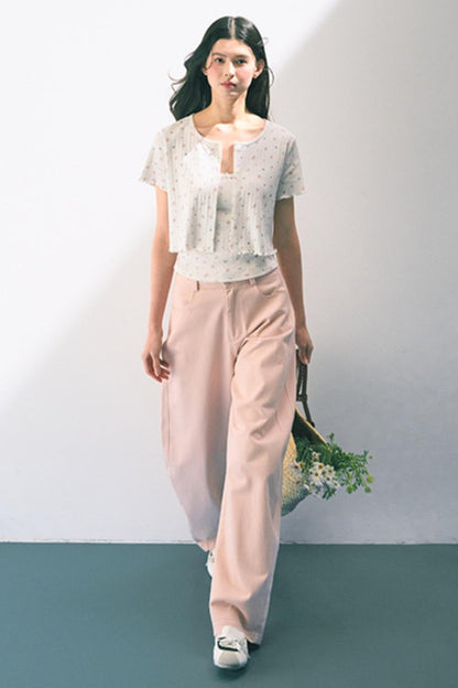 Pink Straight Leg Trousers