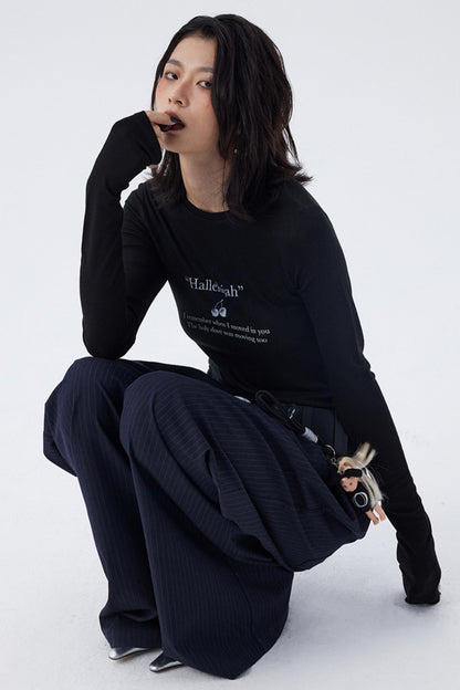 Schmales, bedrucktes Baselayer-Top mit Schleife