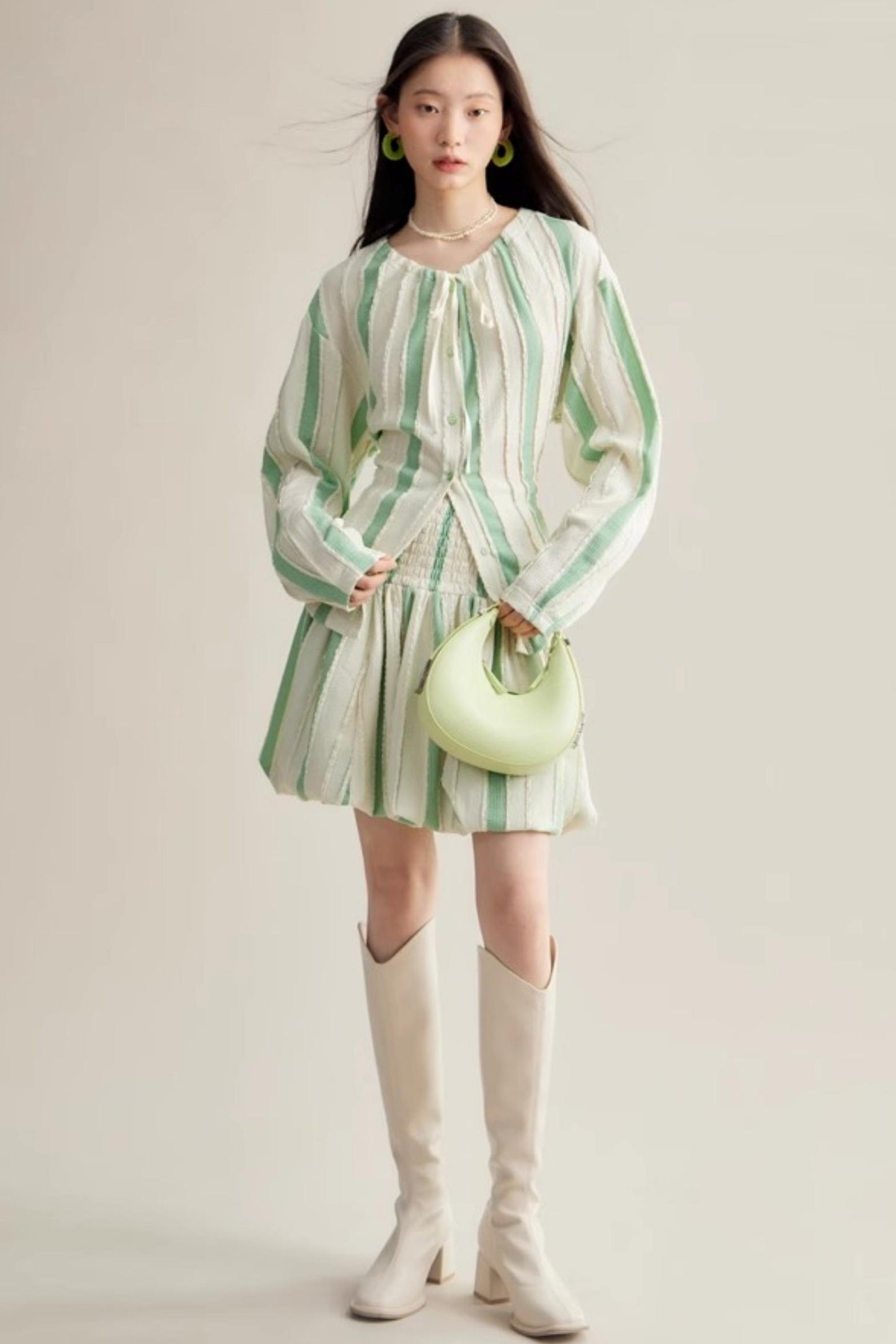 Elven Stripe Cardigan Skirt Set-Up