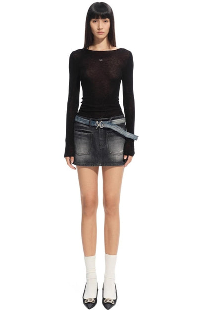 High Neck Long Sleeve Knit Wool Top