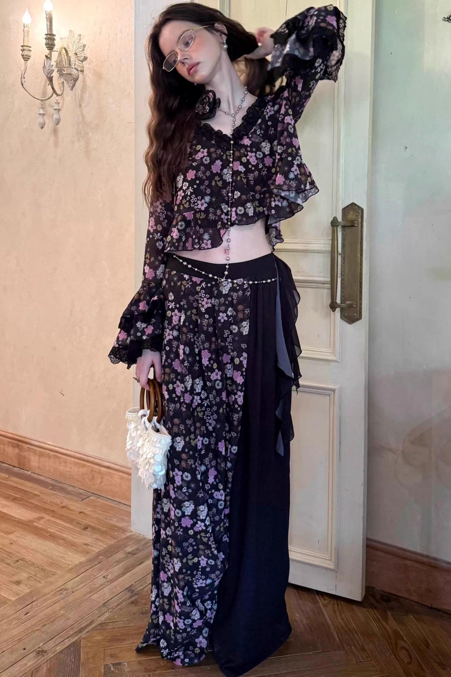 Dark Night Floral Shirt Set-Up