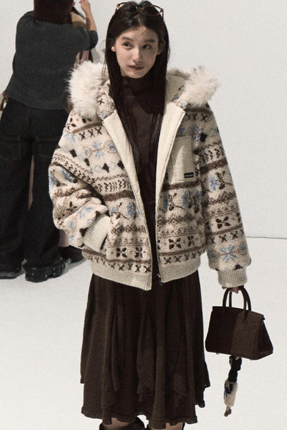 Wool Jacquard Ruffle Skirt