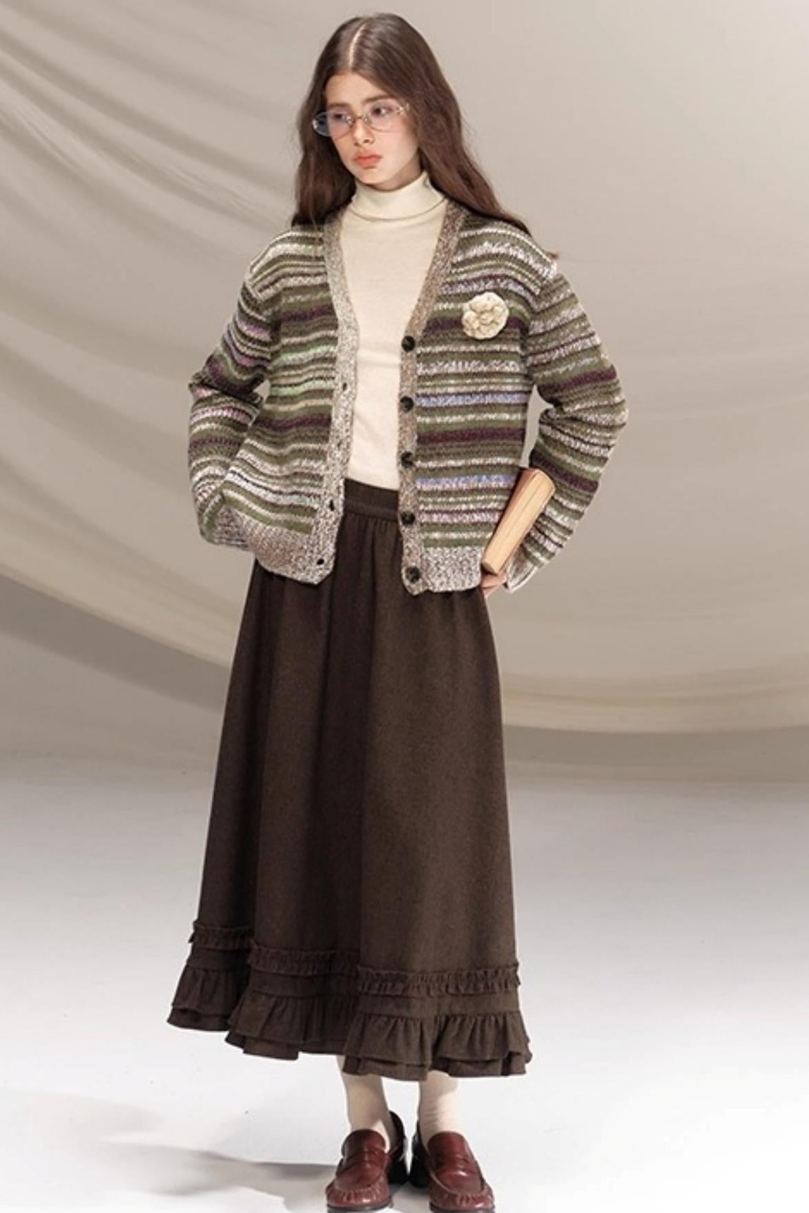 Hazelnut Lace Wool Skirt