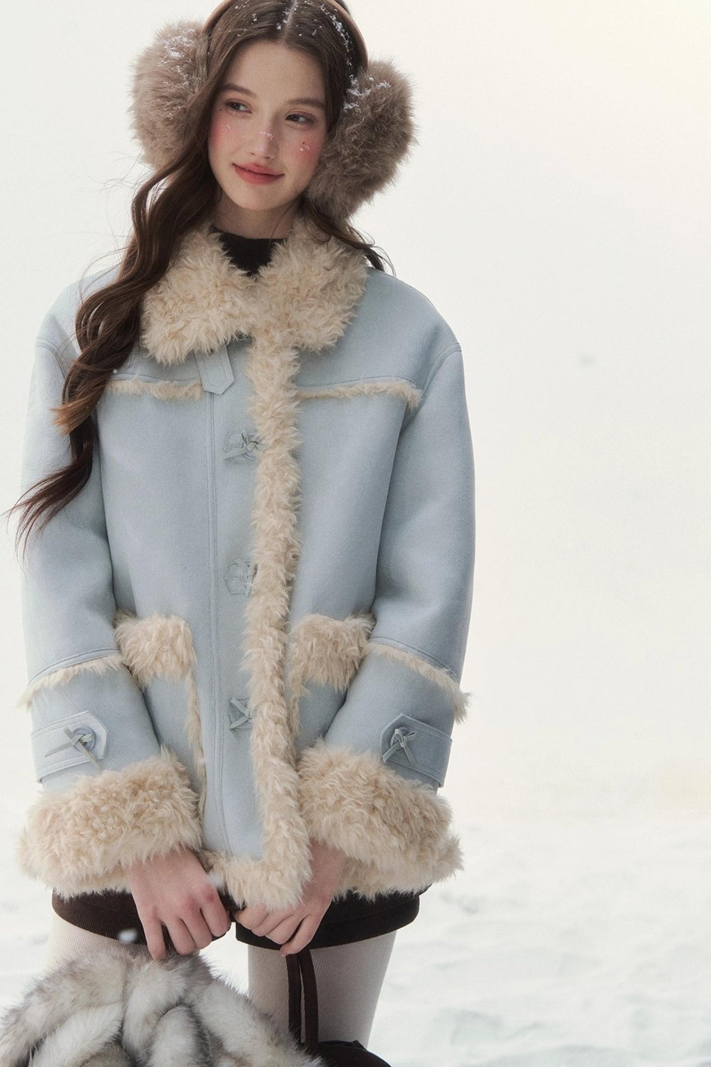 Pink and Blue Reversible Fur Coat