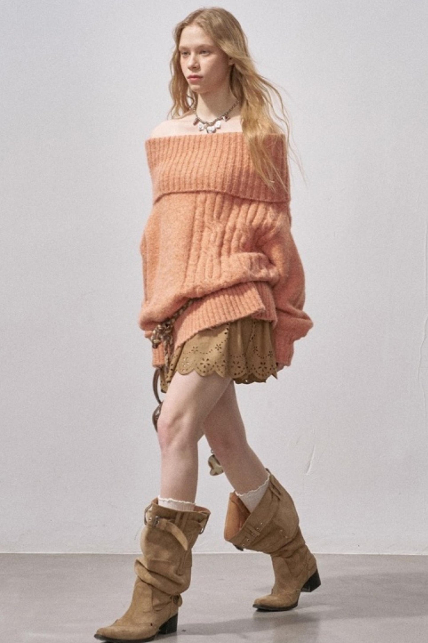 One-Shoulder Cable-Knit Sweater