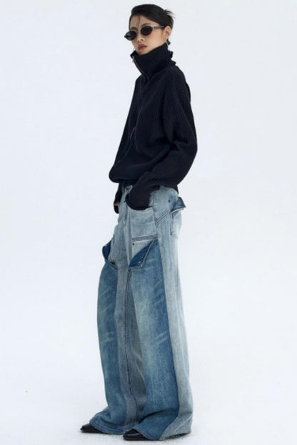 Slim Fit High-Neck Knit Cardigan