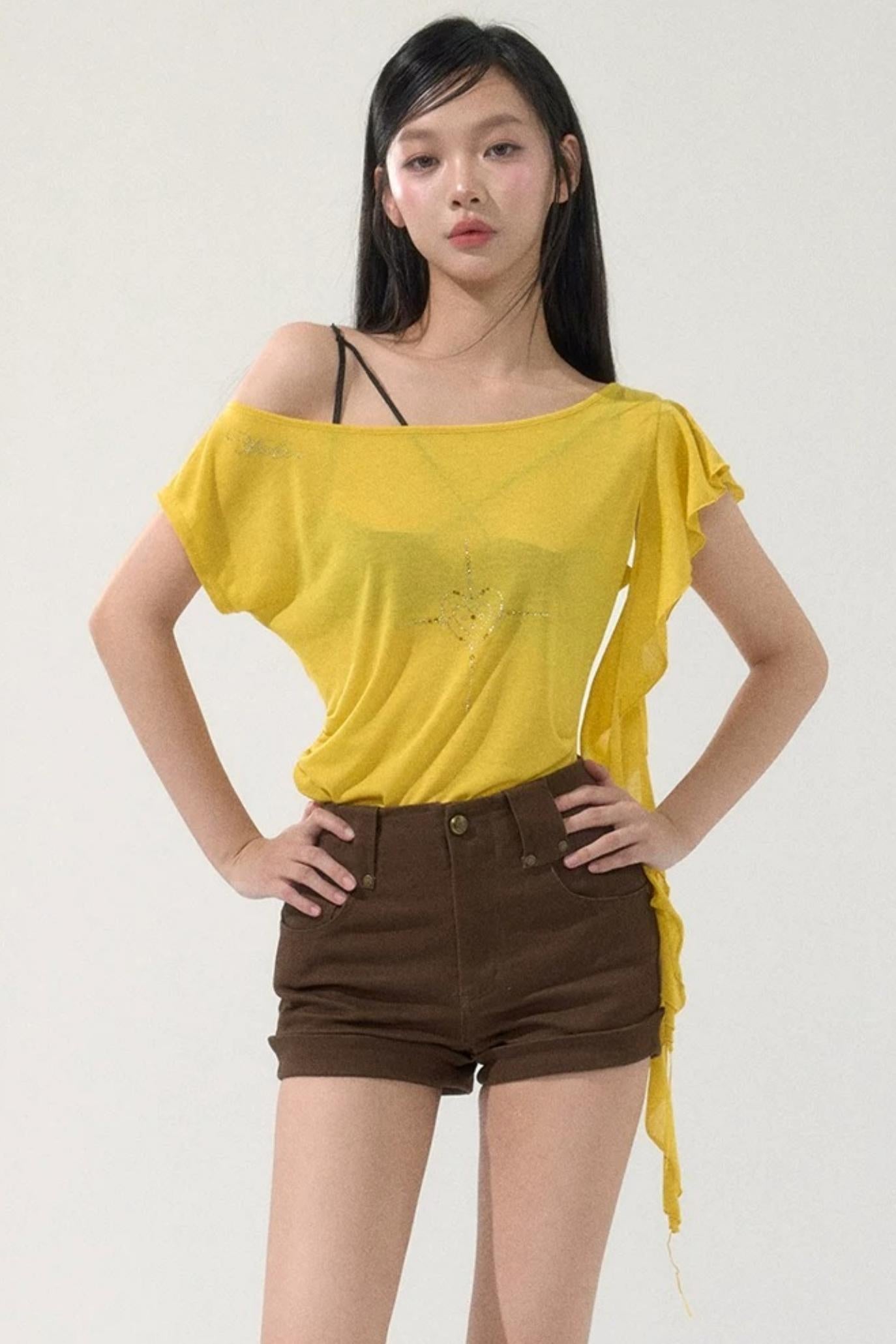 High-Waisted Metal Buckle Shorts