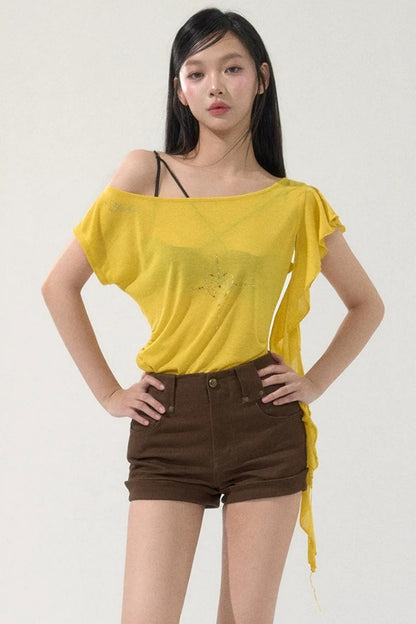 High-Waisted Metal Buckle Shorts
