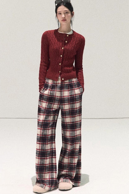 Pure Cotton Plaid Winter Pants