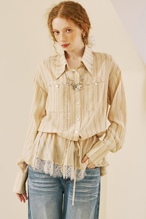 Bohemian Lace Drawstring Shirt