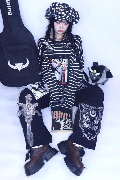 Punk Retro Denim Pants