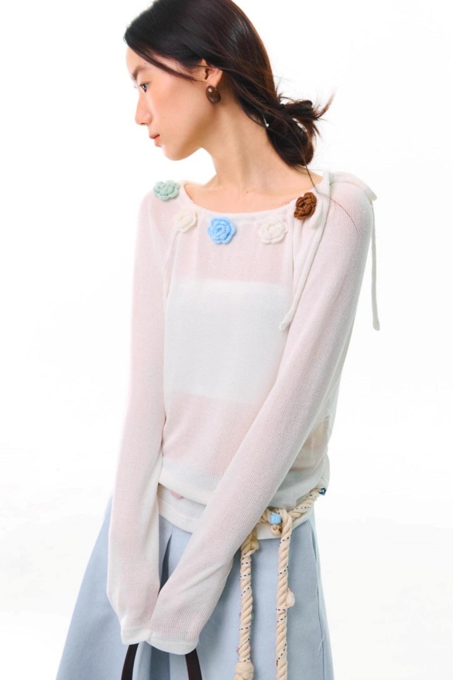 Flower Crochet Knit Top