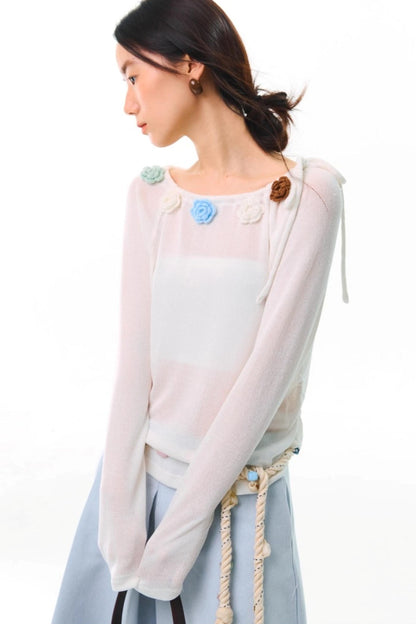 Flower Crochet Knit Top