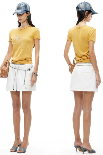 Cotton A-Line Drawstring Skirt