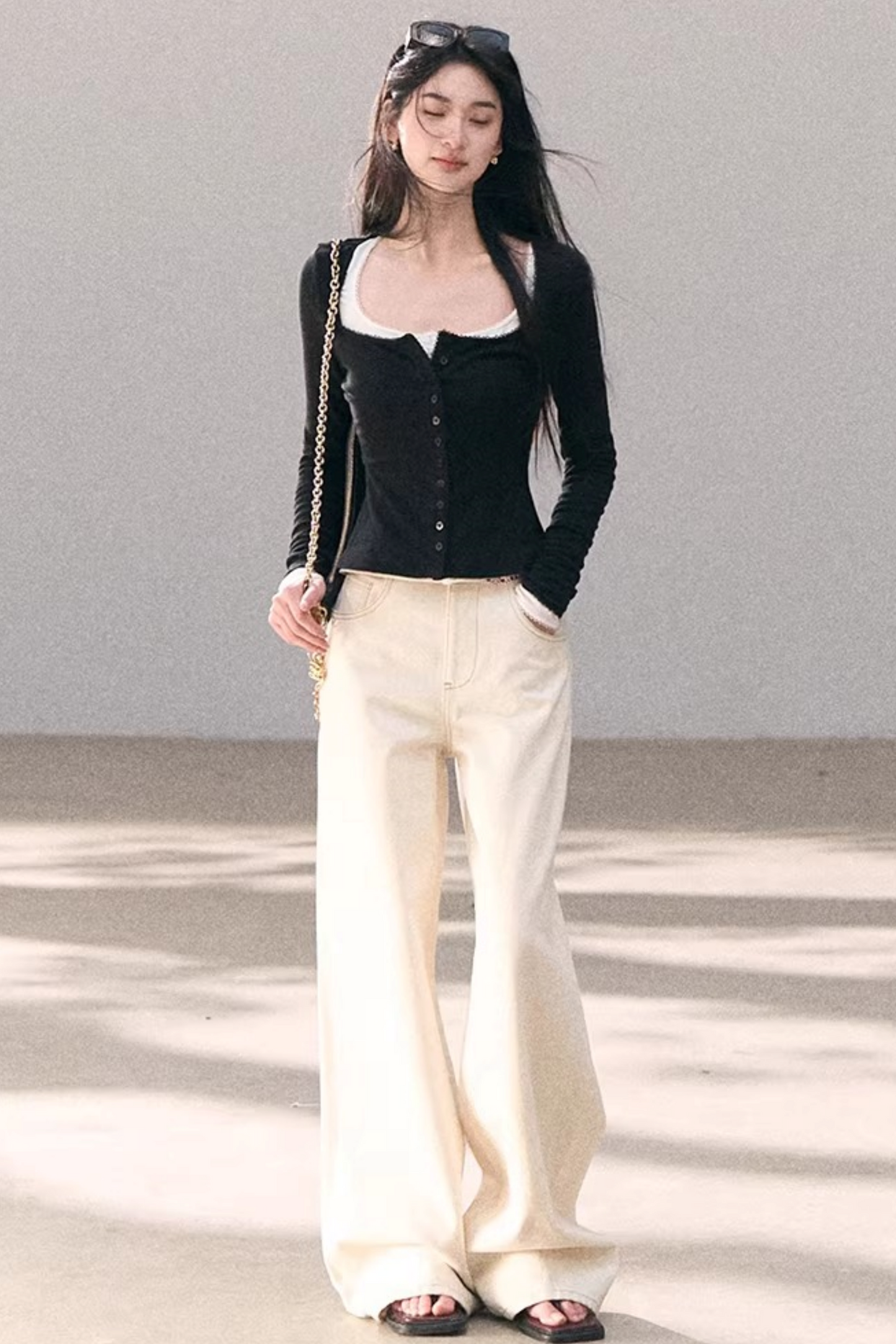 Hollow-Out Ribbed Knit Cardigan