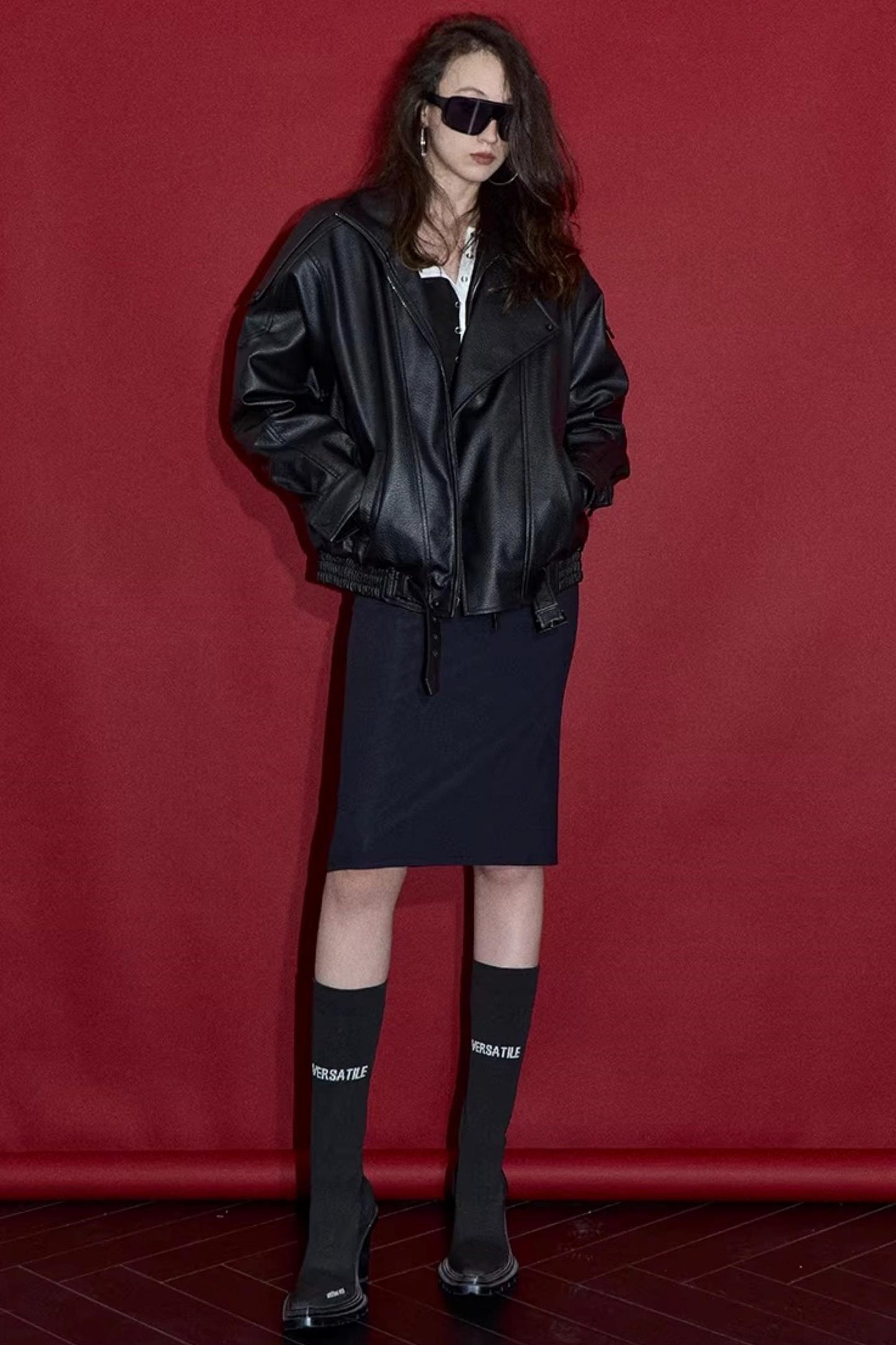 Retro Lychee Pattern Leather Jacket