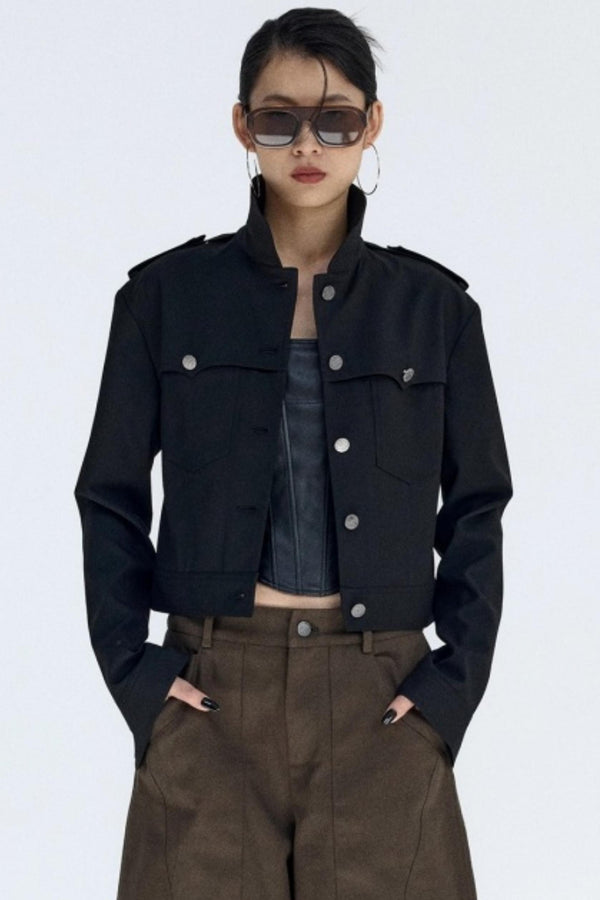 Black Fleece-Lined Workwear Jacket