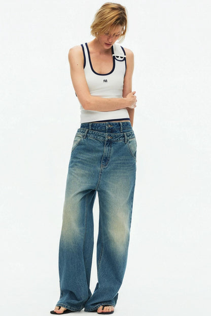 Asymmetrical Color-Blocking Tank Top