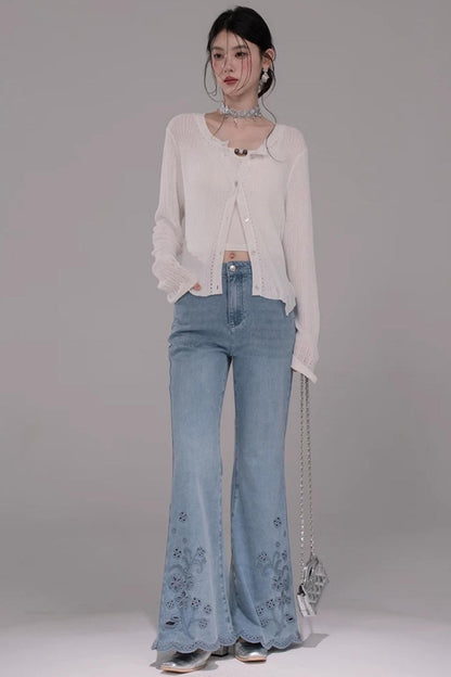Cloud White Knit Cardigan Top