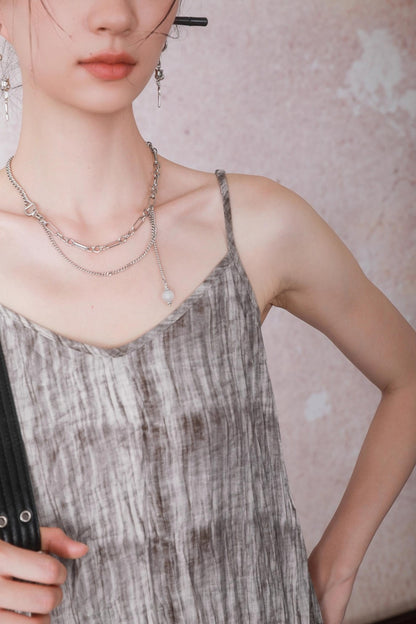 Velvet Tie-Dye Print A-Line Sundress