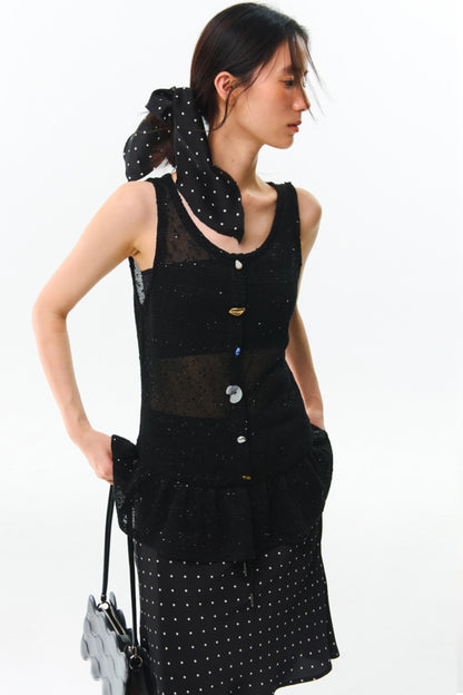 Shards Sequin Ruffled Top