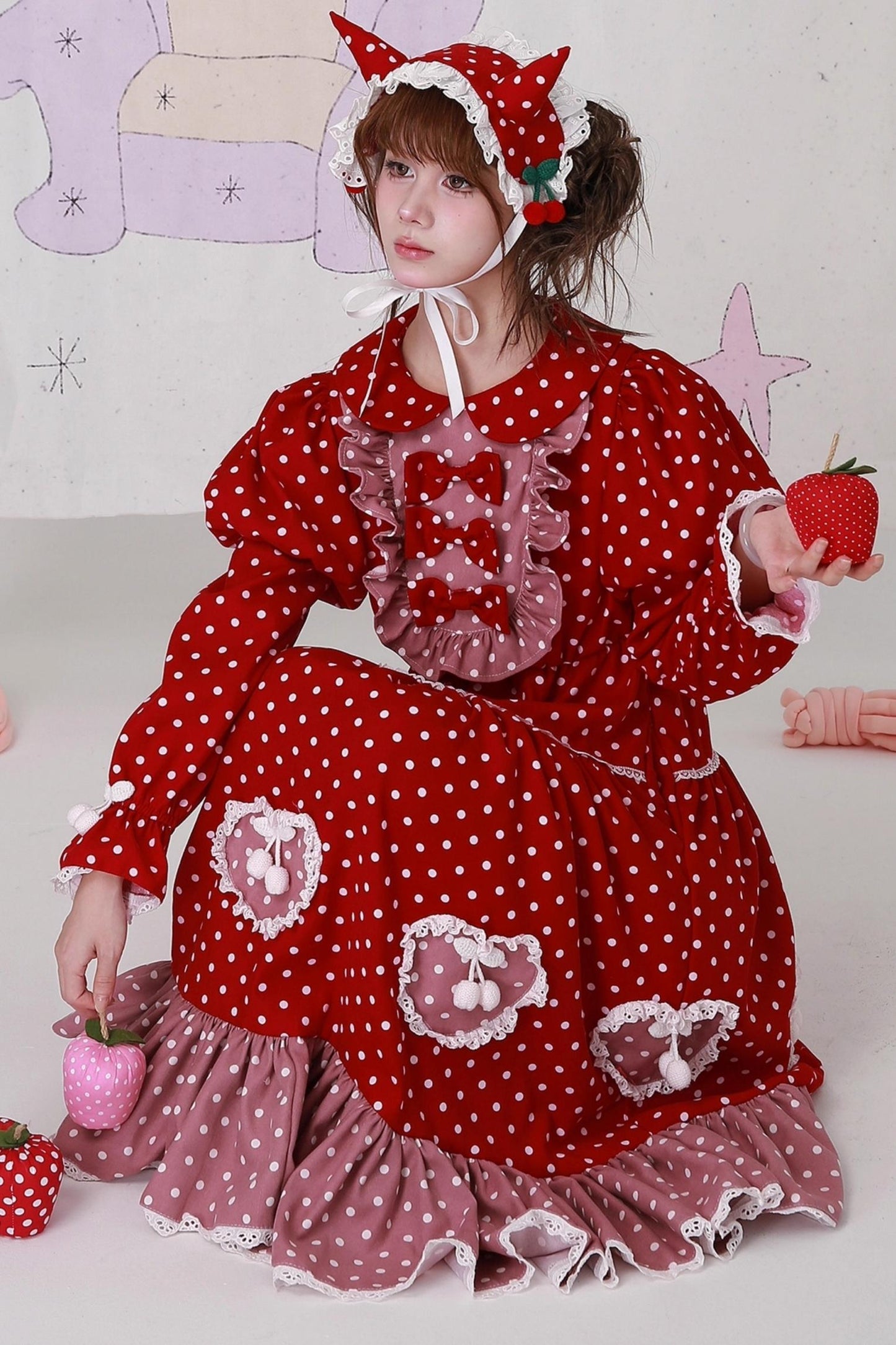 Vintage Christmas Polka Dot Lolita Dress
