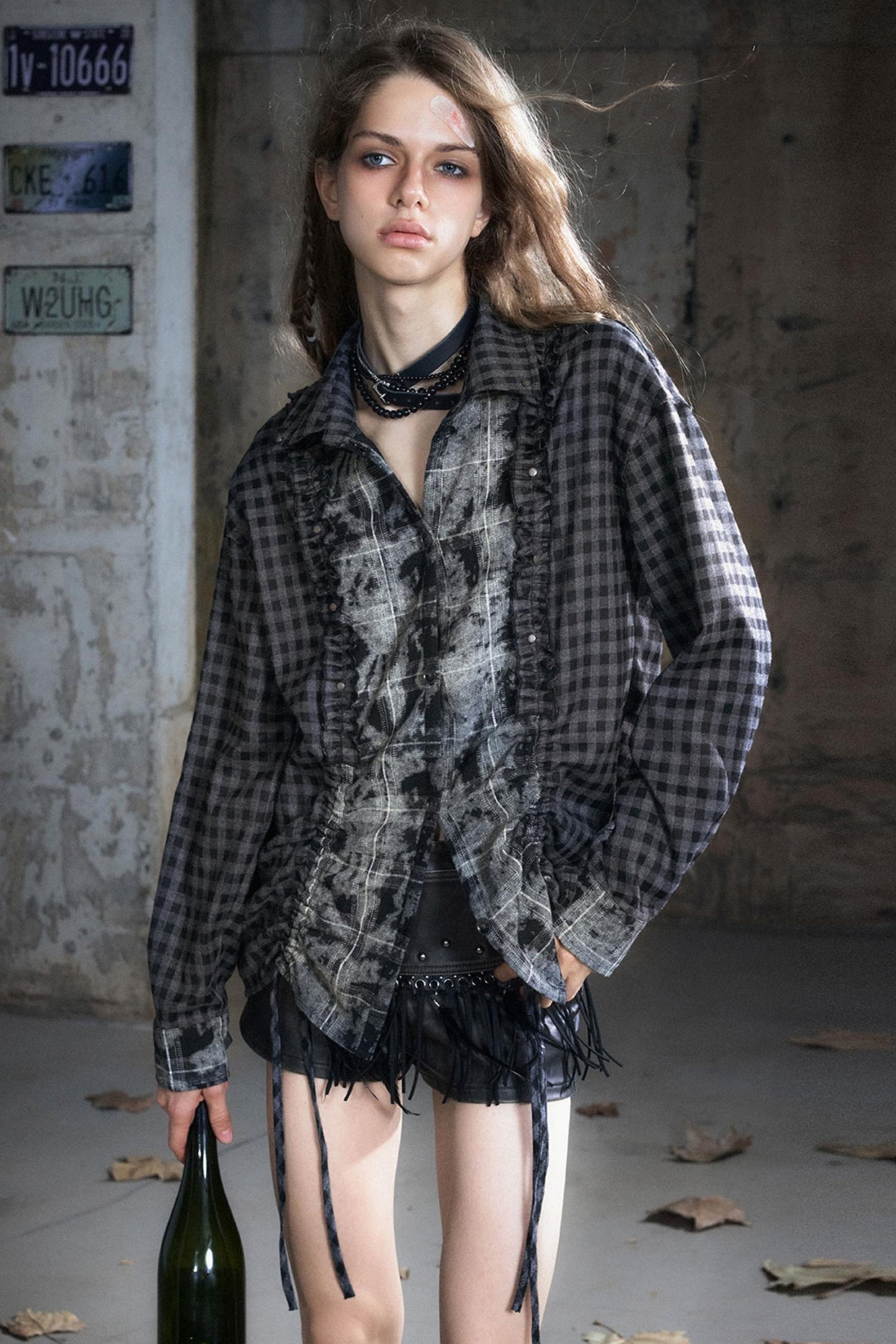 Wander Pleated Distressed Chiffon Shirt