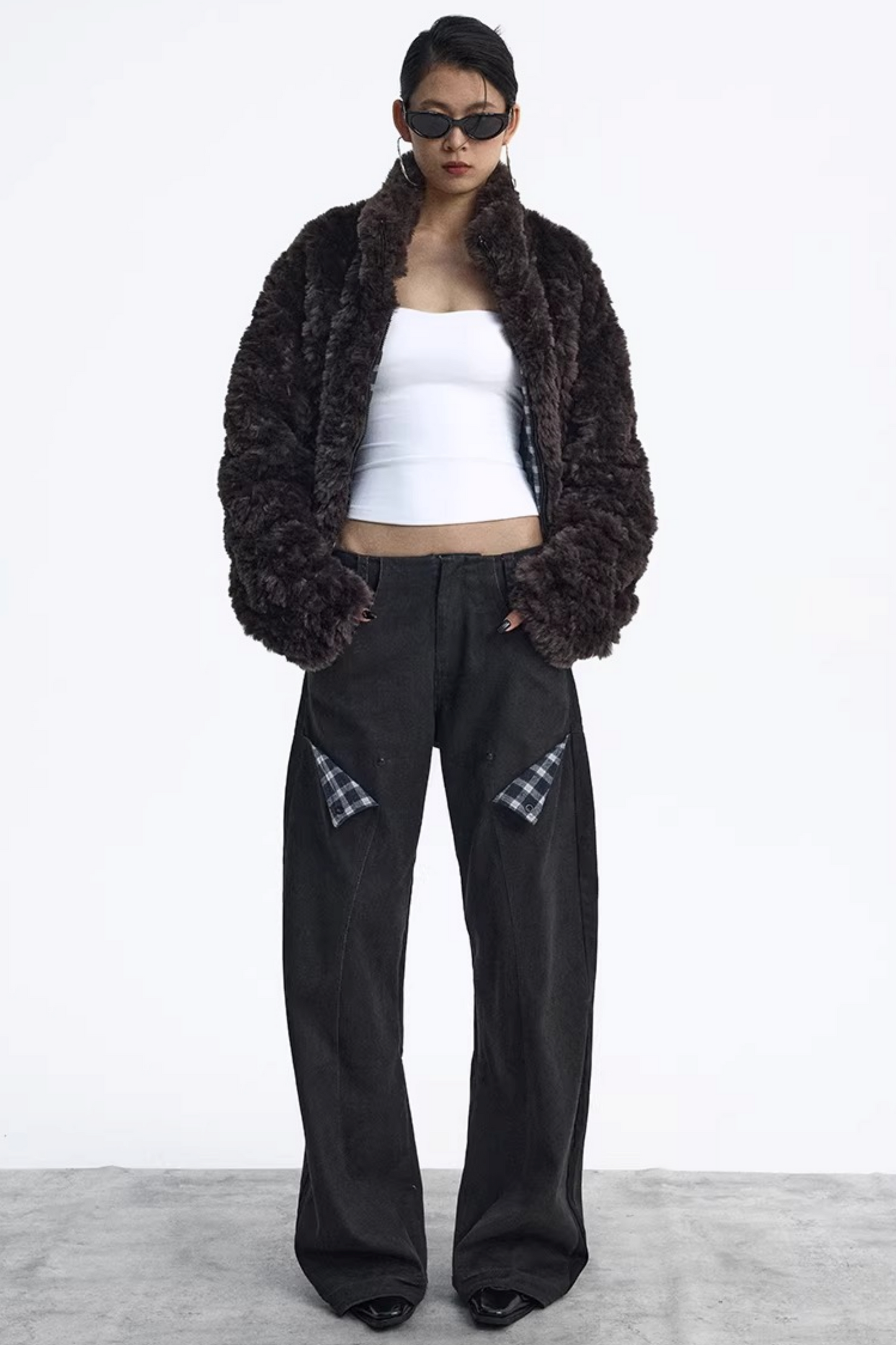 Dekonstruktierte Matte Schwarze Karohose