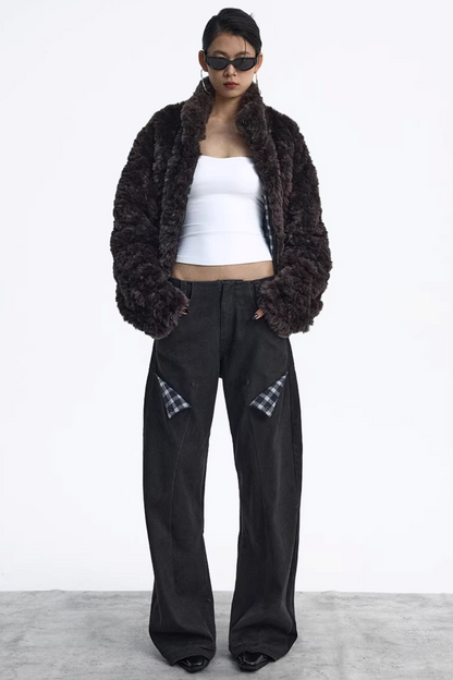 Dekonstruktierte Matte Schwarze Karohose
