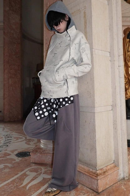 Multi-Waisted Polka Dot Wide-Leg Pants