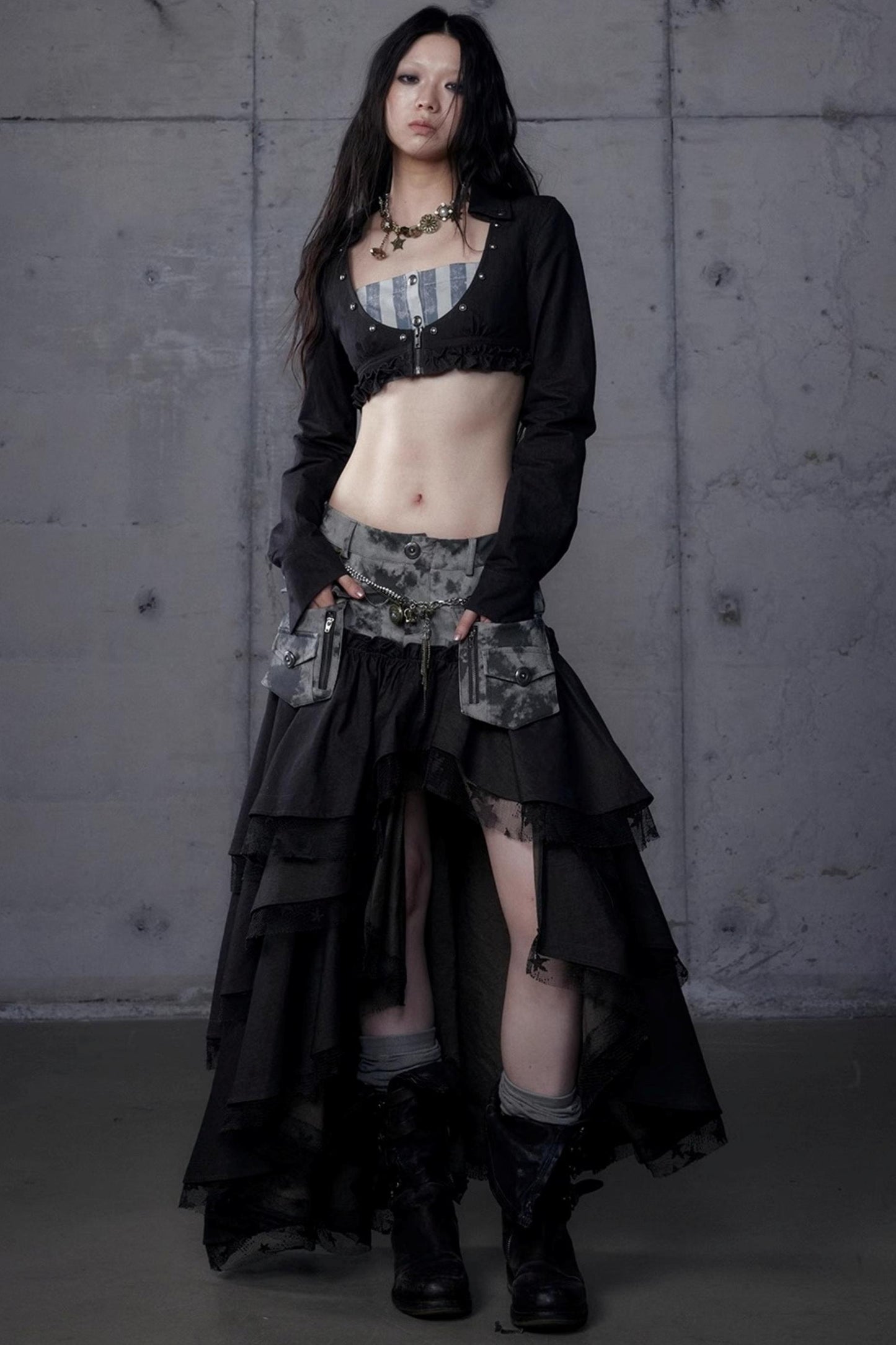 Vintage Punk Court Slim Print Long-Sleeved Shirts