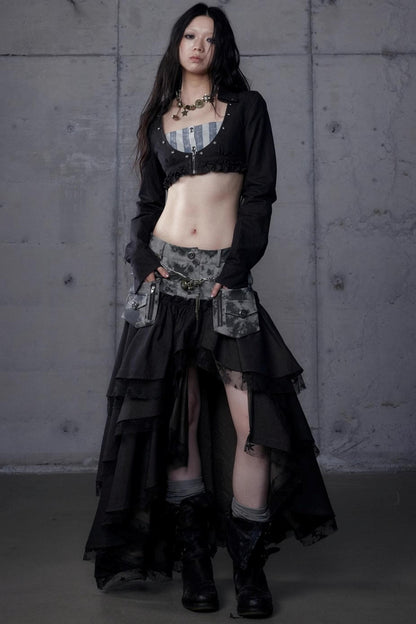 Vintage Punk Court Slim Print Long-Sleeved Shirts